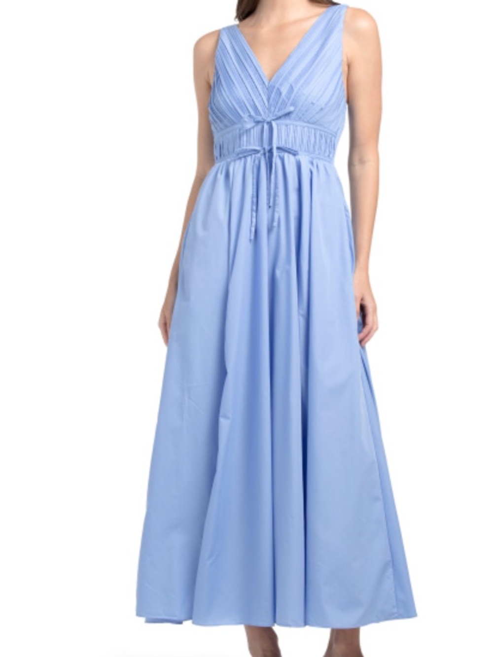Zoe & Claire Light Blue V-Neck Sleeveless Maxi Dress